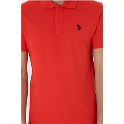 Erkek Slim Fit Polo Yaka Kırmız Basic Tişört