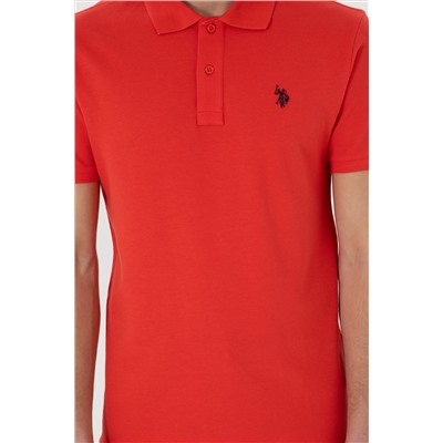 Erkek Slim Fit Polo Yaka Kırmız Basic Tişört