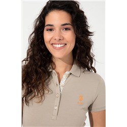 Kadın Haki Basic Polo Yaka Tişört