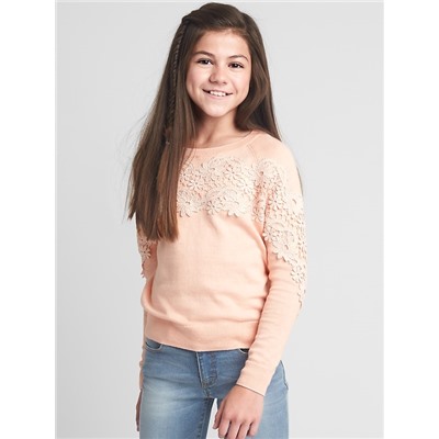 Floral lace raglan sweater