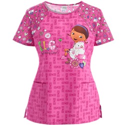 Cherokee Tooniforms Scrubs Tender Loving Care Print Top