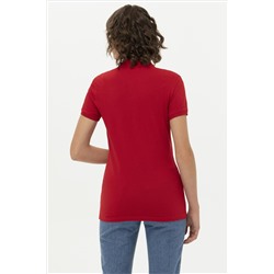 Kadın Kırmızı Basic Polo Yaka Tişört