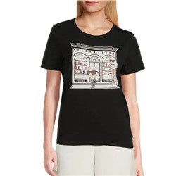 Karl Lagerfeld Paris Library Graphic Stretch Cotton T-Shirt