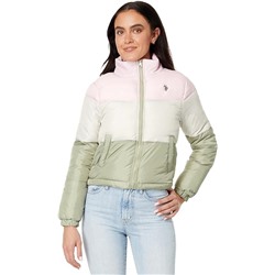 U.S. Polo Assn. Crop Multi Color-Blocked Puffer Jacket
