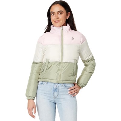 U.S. Polo Assn. Crop Multi Color-Blocked Puffer Jacket