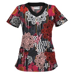 UA Desert Flower Black Scrub Top