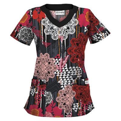 UA Desert Flower Black Scrub Top