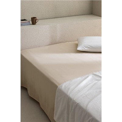 Manon King Size %100 Pamuk Ranforce Lastiksiz Çarşaf - Bej