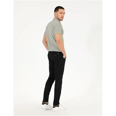 Siyah Slim Fit Kanvas Pantolon