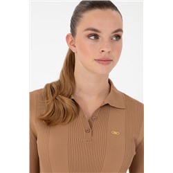 Kadın Camel Polo Yaka Kazak
