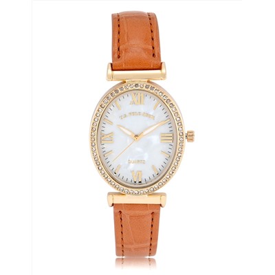 LADIES BROWN EMBOSSED STRAP WATCH
