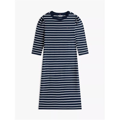 Puff-Sleeve Rib-Knit Dress