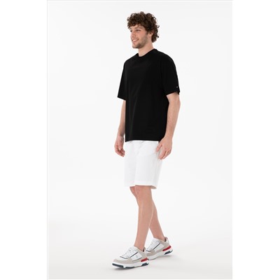 Erkek Comfort Fit Bisiklet Yaka Siyah Merserize Basic Tişört