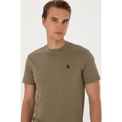 Erkek Regular Fit Bisiklet Yaka Vizon Basic Tişört