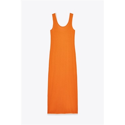 DOUBLE LAYER TRIM KNIT MAXI DRESS