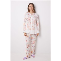 Pijama camisero largo viscosa flores