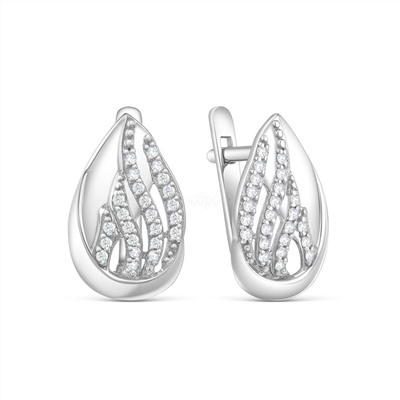 Серьги из серебра с фианитами родированные 925 пробы С-4642-Р