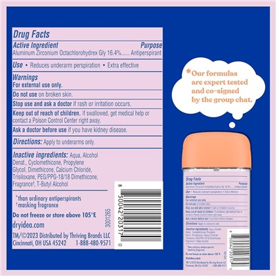 Dry Idea Gel Deodorant & Antiperspirant | 2X Longer Sweat Protection | 72-Hour Odor Protection | Unscented & Hypoallergenic for Sensitive Skin, 3 oz.