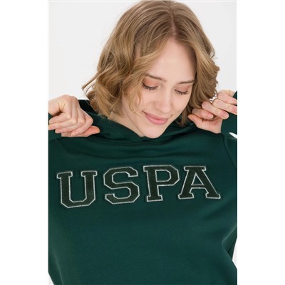 Kadın Yeşil Kapüşonlu Basic Sweatshirt