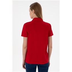 Kadın Kırmızı Basic Polo Yaka Tişört