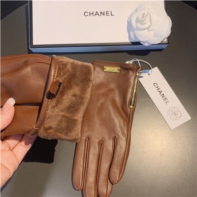 Женские утепленные кожаные перчатки  Chane*l