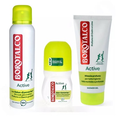 Borotalco Active Zeder & Limette Deo 150ml + deo roll on 50 ml + Duschgel 200 ml