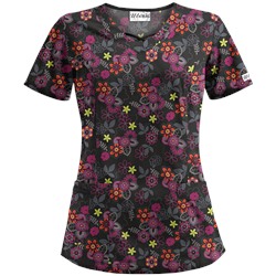 UA Mystic Garden Black Print Scrub Top
