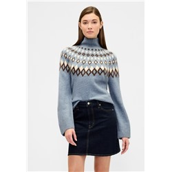 Relaxed Fair Isle Mockneck Sweater