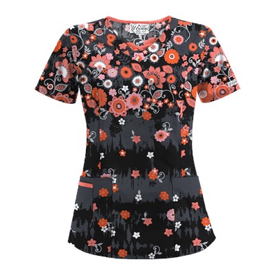 UA Artisan Flower Pewter Print Scrub Top