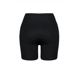 Siyah Yüksek Bel Vücuda Oturan Mini Şort Örme Büyük Beden Bikini Altı TBBSS24CR00008