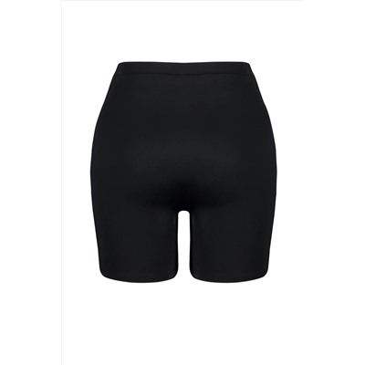 Siyah Yüksek Bel Vücuda Oturan Mini Şort Örme Büyük Beden Bikini Altı TBBSS24CR00008