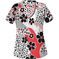 UA Garden Whimsy Poppy Five-Pocket Print Scrub Top