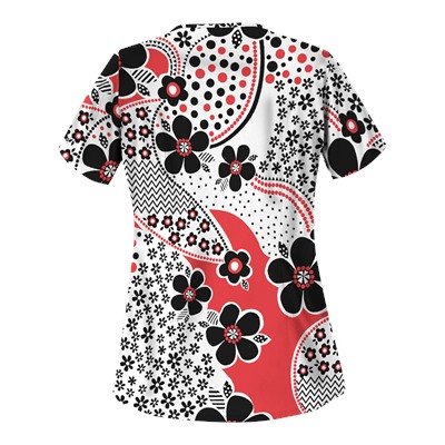 UA Garden Whimsy Poppy Five-Pocket Print Scrub Top