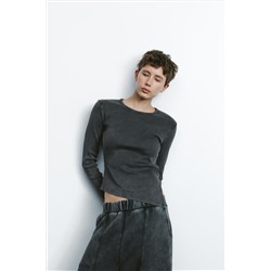 BELTED RIBBED T-SHIRT