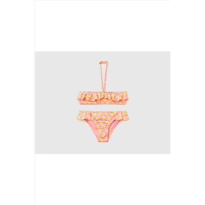 United Colors of BenettonKız Çocuk Mix Meyve Desenli Boyundan Bağlamalı Bikini Takımı Orta Pembe