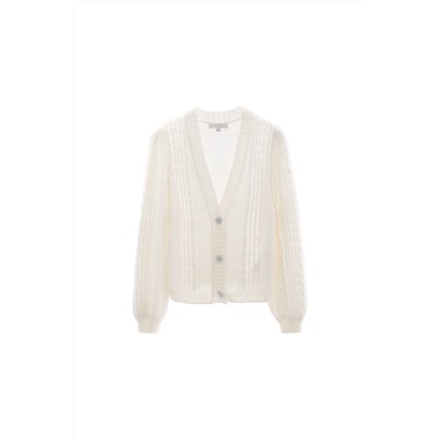 Cárdigan de mohair y lana Crudo
