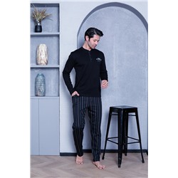 AHENGİM Man Erkek Pijama Takımı Interlok Altı Çizgili Pamuklu Mevsimlik M70102272 1-2-10001215