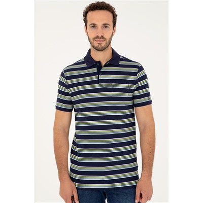 Erkek Regular Fit Polo Yaka Lacivert Tişört