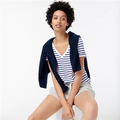Vintage cotton V-neck T-shirt in stripe
