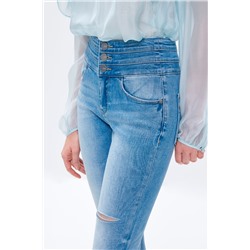 Vaquero skinny fit 7/8 de tiro alto Azul claro