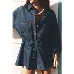 LINEN SHIRT WITH DRAWSTRING WAIST