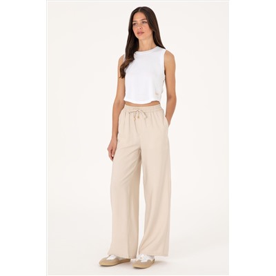 Kadın Taş Loose Relax Fit Kanvas Pantolon