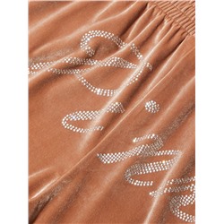 PINK VELOUR SHINE LOGO WIDE-LEG PANTS