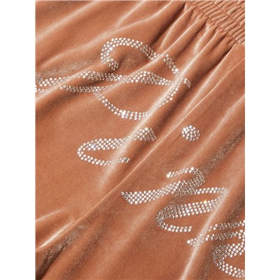 PINK VELOUR SHINE LOGO WIDE-LEG PANTS