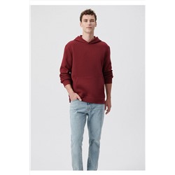 MaviKapüşonlu Bordo Basic Sweatshirt 0610937-85633