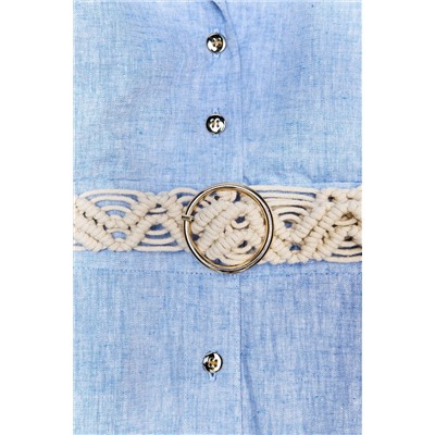 MIDI DRESS WITH BELT LINEN BLEND