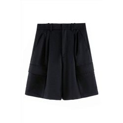 Bermudas de tiro alto Negro