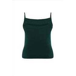 Yeşil Degaje Yaka Askılı Örme Bluz TBBSS24AF00006