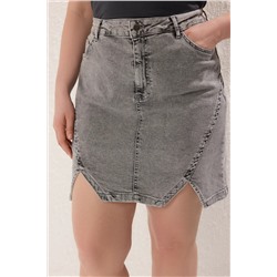 Gri Çift Yırtmaçlı Denim Etek TBBSS23AZ00056