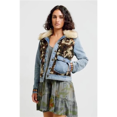 Chaqueta vaquera slim efecto pelo